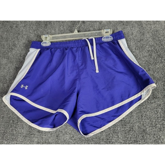 Under Armour Running Shorts HeatGear Athletic Gym Purple White Trim Women Sz‎ M - Picture 1 of 10